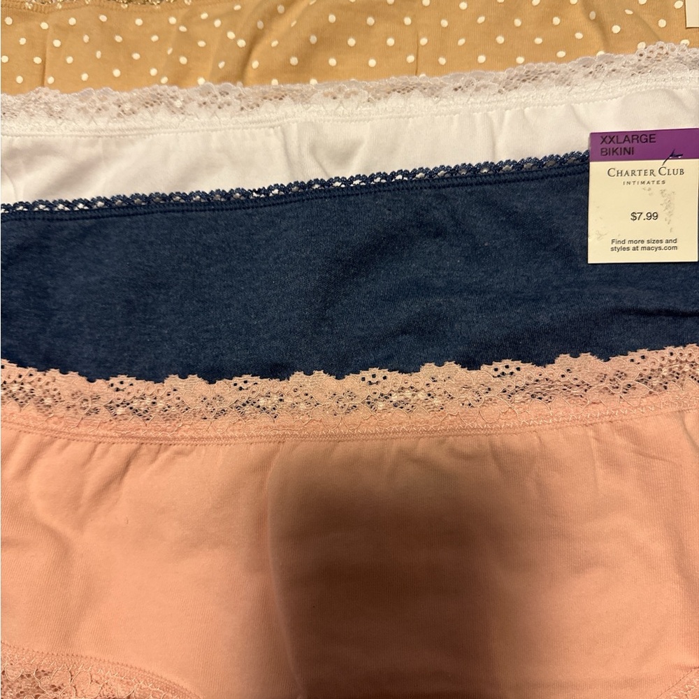 Charter Club Panties Set - Tan, White, Blue, Pink - Picture 3 of 4